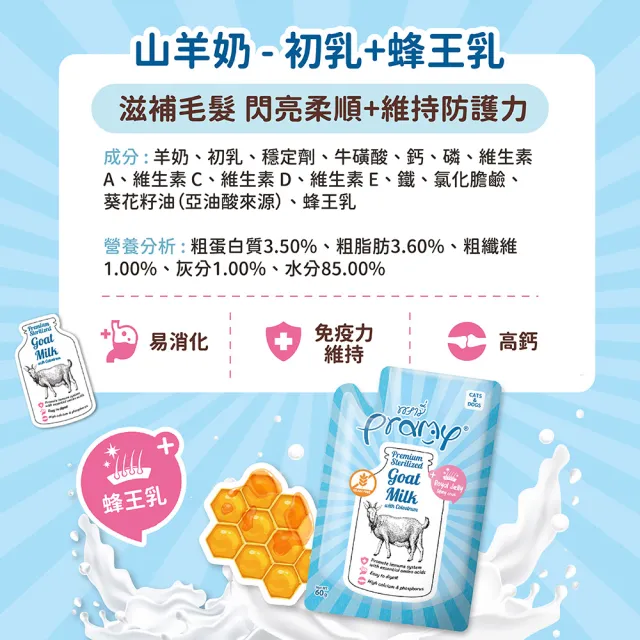 Pramy】滅菌山羊奶初乳營養60g*24入(寵物羊奶/貓狗羊奶/犬貓、小動物皆
