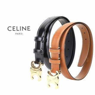 【CELINE】Triomphe 25mm 凱旋門金釦小牛皮腰帶-2色可選