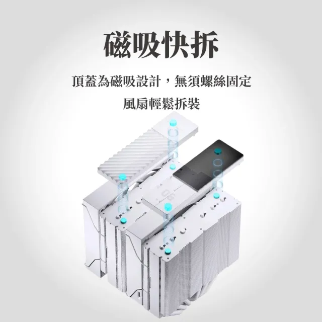 【JONSBO 喬思伯】CC90 CPU散熱器 TDP:285W 3年保(異徑雙扇雙塔/第4代逆重力6導管/數位顯示/黑白塔王)