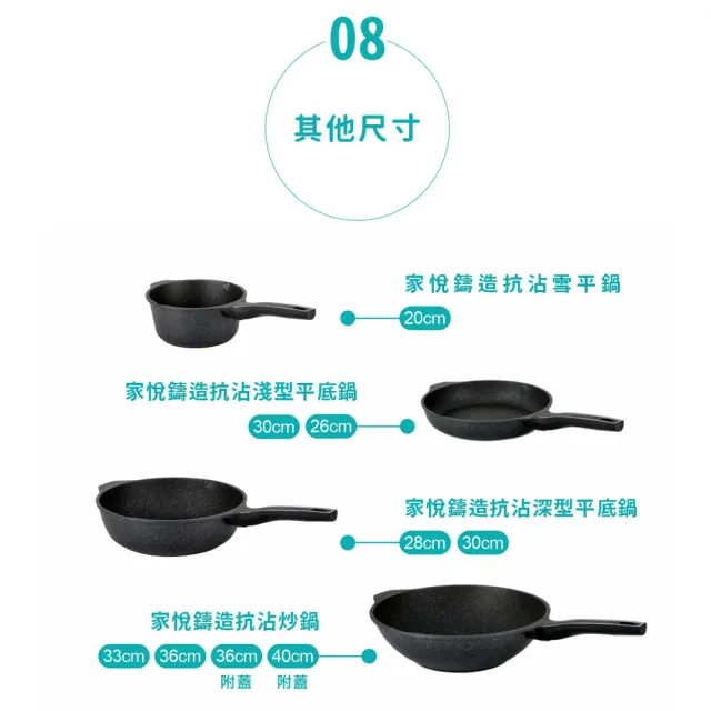 【Chieh Pao 潔豹】家悅鑄造抗沾淺型平底鍋 30CM(IH電磁爐可用、導磁底、不沾鍋、平煎鍋)