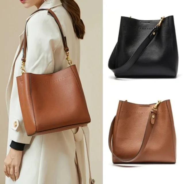 【米蘭精品】極速出貨 真牛皮側背包真皮革單肩背包托特包手提包隨身女包包(牛皮手提簡約腋下包4款74ed9)