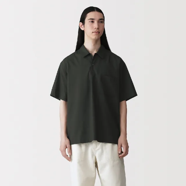 【MUJI 無印良品】男透氣短袖布帛POLO衫(灰色/黑色/藍色/暗藍)