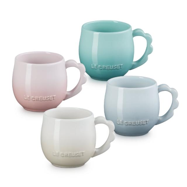 【Le Creuset】瓷器蕾絲花語系列馬克杯320ml(蛋白霜/銀灰藍/悠然綠/貝殼粉 4色選1)