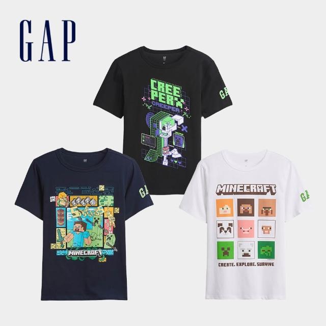 【GAP】GapKids × Minecraft當個創世神 圖案短袖T恤-多色任選(901536)