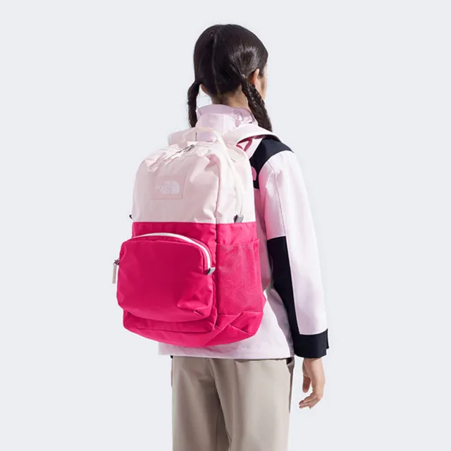 【The North Face】北面兒童粉色舒適背負大容量休閒後背包｜8EEWDHU