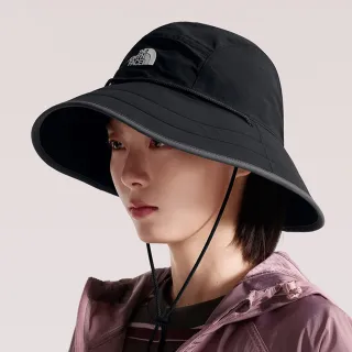 【The North Face】北面女款黑色DWR防潑水品牌LOGO漁夫帽｜8EPSKT0 排汗衫