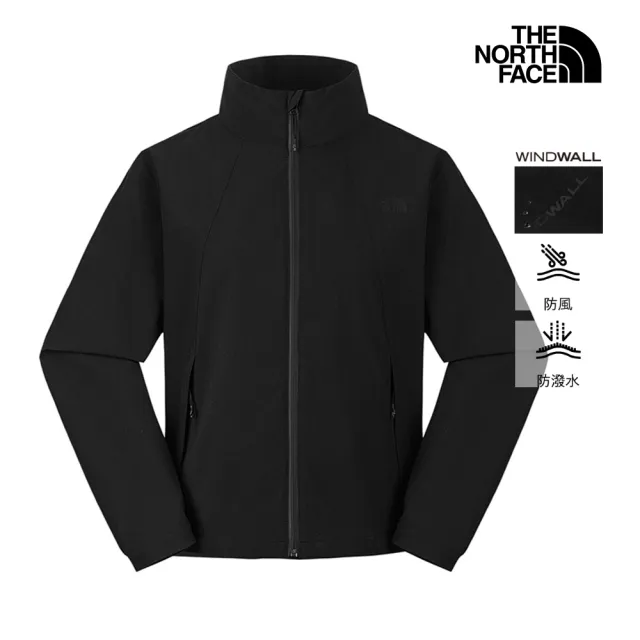 【The North Face】北面女款黑色DWR防潑水防曬可打包防風外套｜8DGRJK3