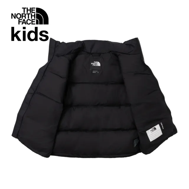 【The North Face 官方旗艦】經典ICON-北面兒童黑色DWR防潑水羽絨外套|8A4CJK3(700蓬鬆度)