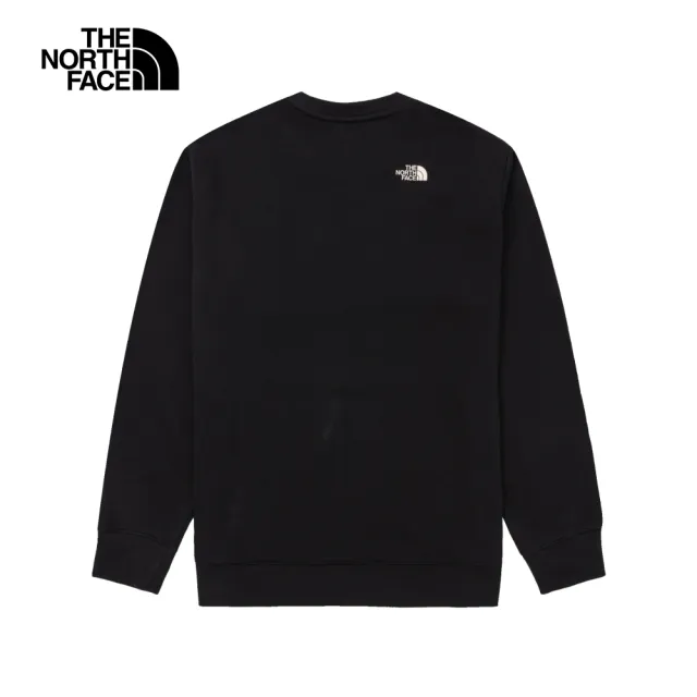 【The North Face】北面男款黑色品牌LOGO印花長袖大學T｜8AT7JK3