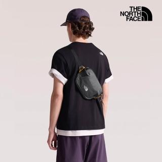 【The North Face】北面男女款灰黑拼接雙拉鍊休閒腰包｜8GJFWUO