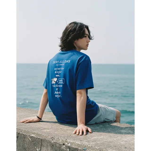 【CACO】涼感-衝浪標語鯊魚短T-二色(L1NA072)