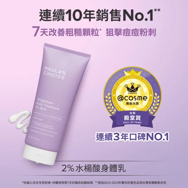 【Paulas Choice 寶拉珍選】新客必買★2％水楊酸身體乳210ml＋60ml(大＋小限定組)