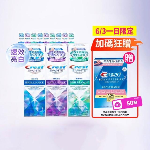 【Crest】好評囤貨組-極致鑽白 美白牙膏110g 12入．牙齒美白(鑽亮炫白/鑽感薄荷/亮白防蛀)
