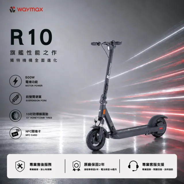 【Waymax】R10 電動滑板車 密碼鎖款