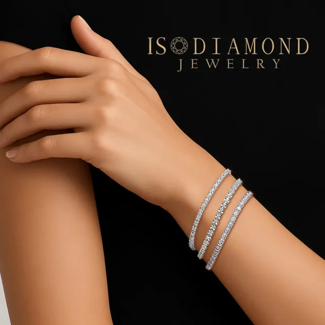 【IS DIAMOND】買一送一 1.4克拉鑽石Tennis手鍊 5款任選 贈天然珍珠手鍊(培育鑽石)