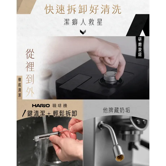 【HARIO】職啡機 義式奶泡咖啡機 膠囊 義式(17.5cm 窄小機身 6段研磨 可拆洗)