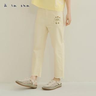 【a la sha】蘋果貓躲貓貓合身褲