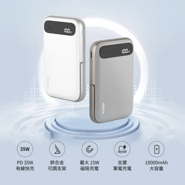 【idmix】Q10 Pro II 10000 35W Magsafe磁吸無線行動電源  38.5Wh 可上飛機(強勁磁吸 疾速回電)