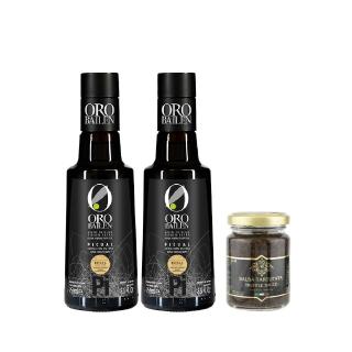 【Oro Bailen 皇嘉】皇家級Picual特級冷壓初榨橄欖油250ml+(松露含量15%)A.R頂級黑松露蘑菇醬90gx1