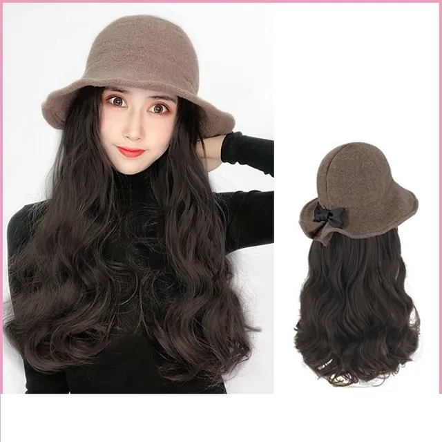 【巴黎精品】現貨限搶 女假髮帽子長假髮透氣假髮片輕量隱形增髮量假髮接髮(漁夫帽挑染長捲髮3款a1hr14)