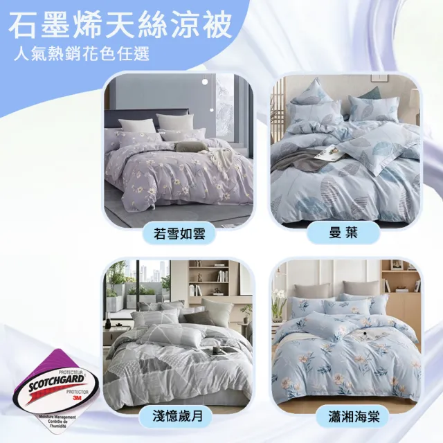 【Sleep Peacefully 寢室安居】速達 買1送1 石墨烯天絲鋪棉四季涼被(多色任選/台灣製造/夏被/棉被/四季被)