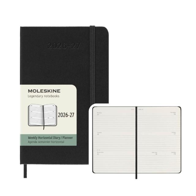 【MOLESKINE】2026-27 18個月橫式週記硬皮手帳 - 口袋/黑