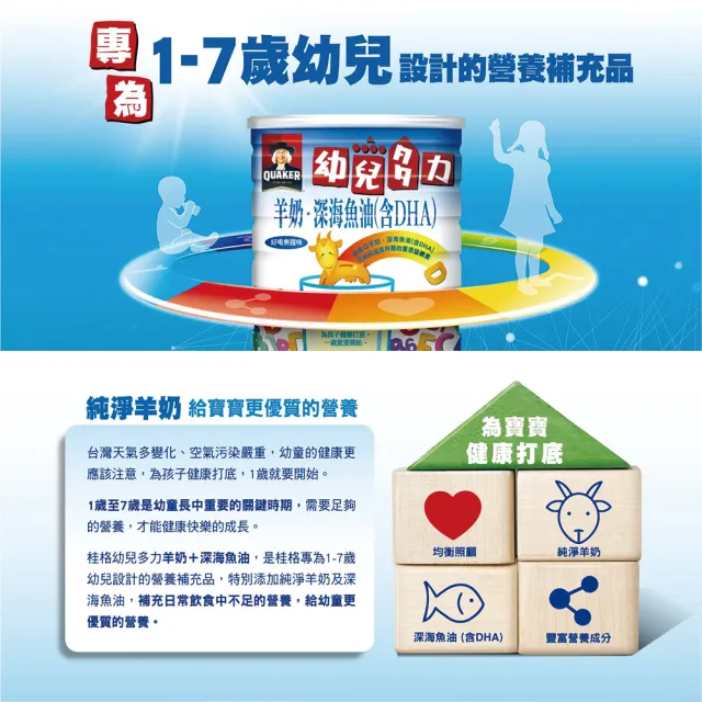 【QUAKER 桂格】羊奶幼兒多力 1350gx6罐(可添加至原有奶粉食用)