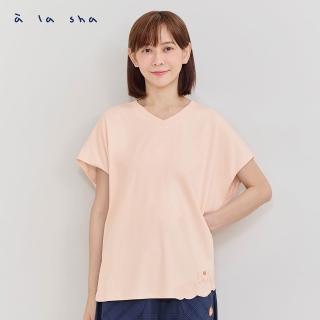 【a la sha】V領繡花下襬上衣
