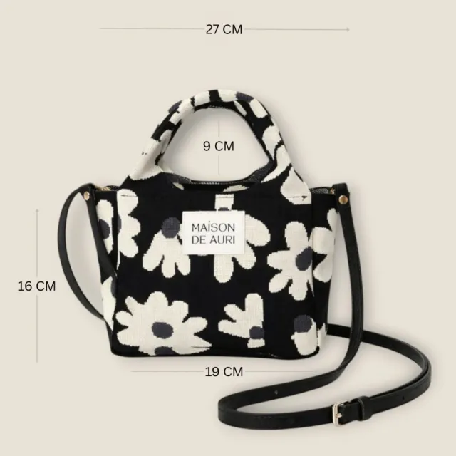 【MAISON DE AURI】雙11 Happy Spring Bags｜小確幸-Black Daisy 小提包 / 厚針織