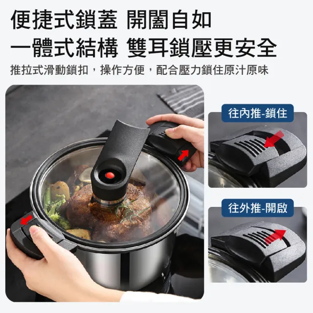 【鼎匠】304不鏽鋼IH大容量真空快煮微壓力鍋－4L(20cm多功能電磁爐節能悶燜燒鍋 雙耳燉煮蒸湯鍋 玻璃鍋蓋)