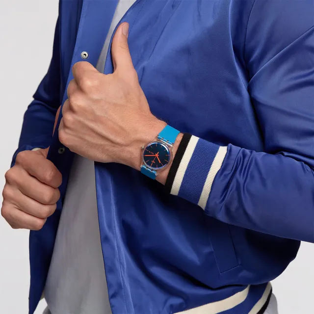 【SWATCH】POLABLUE 經典手錶/太陽光譜折射錶盤/男錶/女錶/瑞士製造 SO29K702 (41mm)