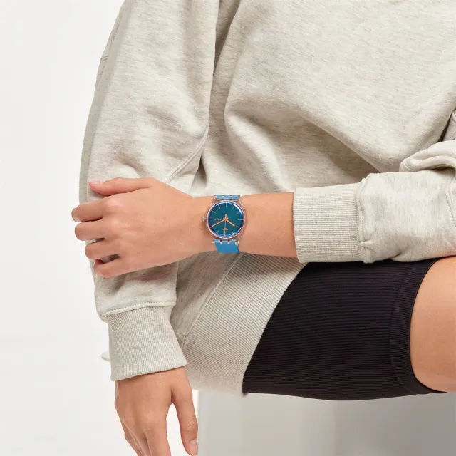 【SWATCH】POLABLUE 經典手錶/太陽光譜折射錶盤/男錶/女錶/瑞士製造 SO29K702 (41mm)