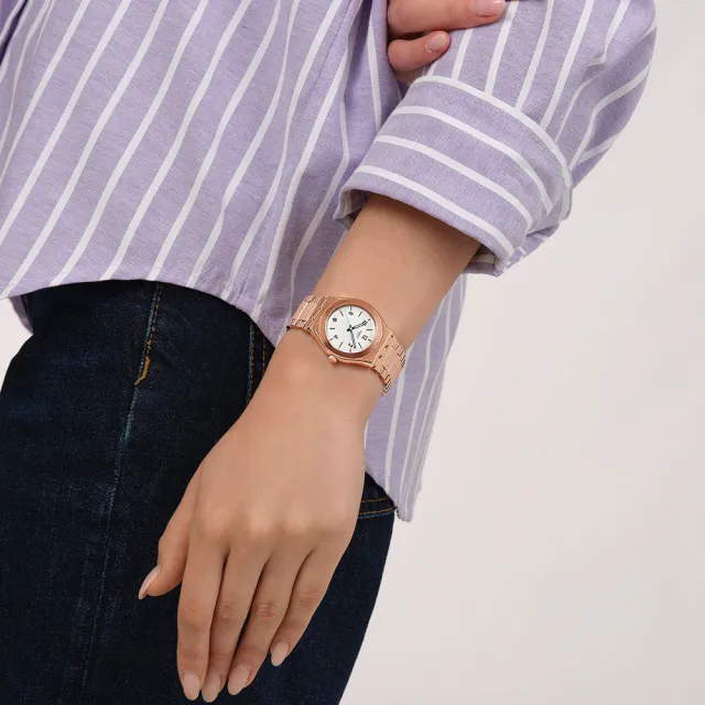 【SWATCH】ESSENCE OF ROSE 金屬手錶/女錶/瑞士製造 YLG414G(33mm)