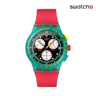 【SWATCH】NEON EMERALD CHRONO 經典手錶/男錶/女錶/瑞士製造 SUSG409(42mm)