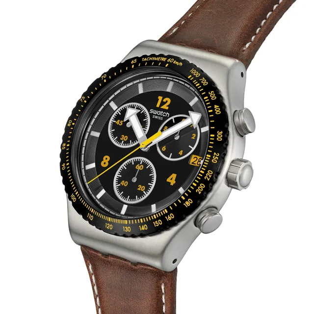 【SWATCH】CANYON CHASER 金屬運動手錶/男錶/女錶/瑞士製造 YVS530(43mm)