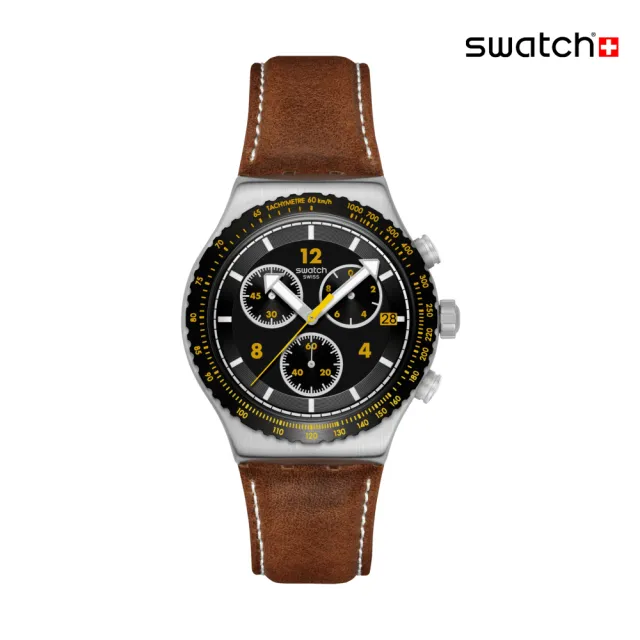 【SWATCH】CANYON CHASER 金屬運動手錶/男錶/女錶/瑞士製造 YVS530(43mm)