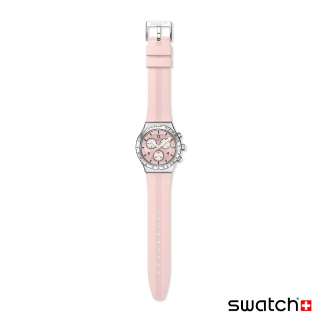 【SWATCH】POPPINGLY PINK 金屬運動手錶/男錶/女錶/瑞士製造 YVS532(43mm)