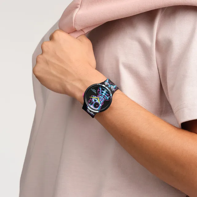 【SWATCH】AYE CARUMBOO 辛普森家庭/大錶面手錶/男錶/女錶/瑞士製造 SB01Z105(47mm)