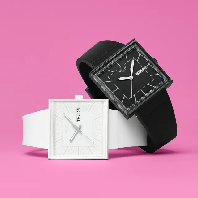 【SWATCH】WHAT IF...ALLWHITE? 經典手錶/方形錶/男錶/女錶/瑞士製造 SO34W700(41mm)