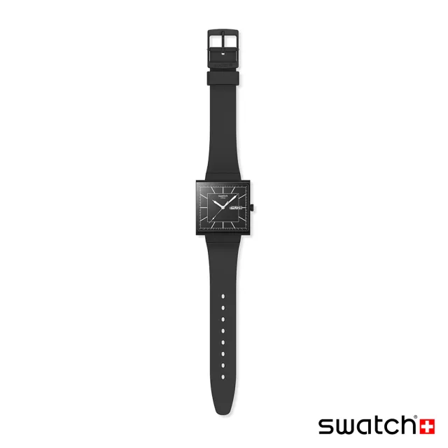 【SWATCH】WHAT IF...BLACKAGAIN? 經典手錶/方形錶/男錶/女錶/瑞士製造 SO34B701(41mm)