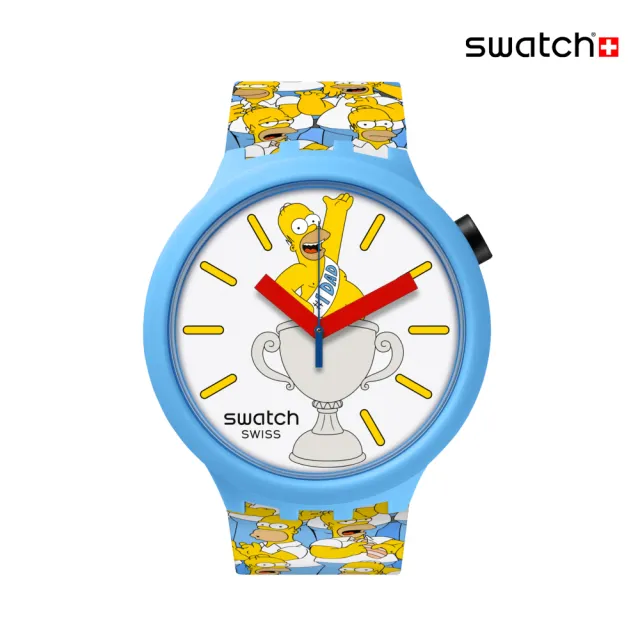 【SWATCH】BEST. DAD. EVER. 辛普森家庭/大錶面手錶/男錶/女錶/瑞士製造 SB05Z100(47mm)
