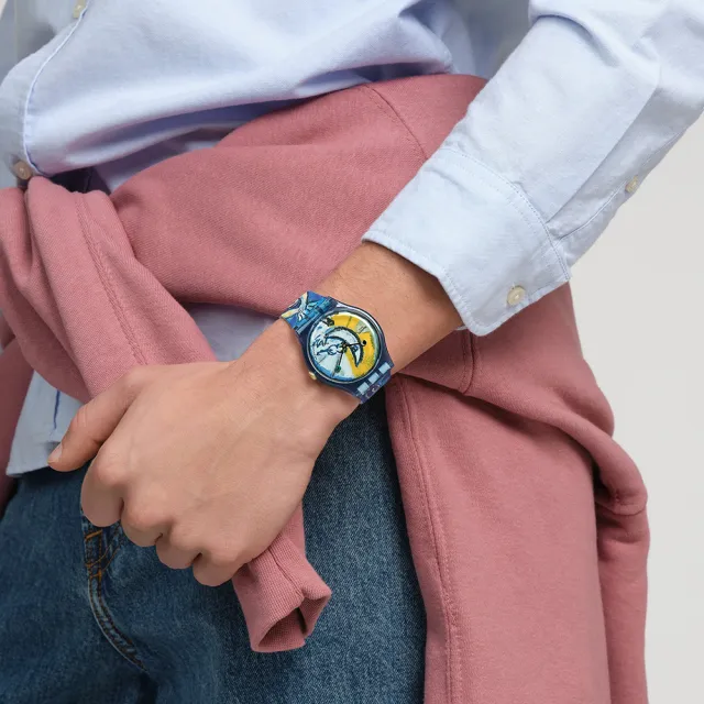【SWATCH】CHAGALL`S BLUE CIRCUS 夏卡爾《藍色馬戲團》/泰德美術館聯名 SUOZ365 (41mm)