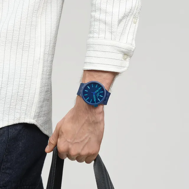 【SWATCH】INDIGO GLOW 大錶面手錶/男錶/女錶/瑞士製造 SB05N113(47mm)