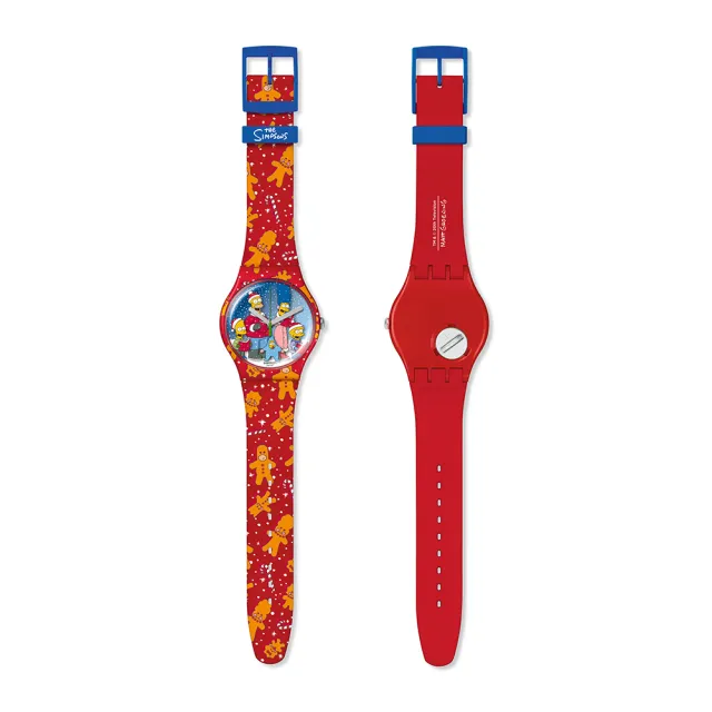 【SWATCH】WONDROUS WINTER WONDERLAND 辛普森家庭/經典手錶/男錶/女錶/瑞士製造 SUOZ361(41mm)