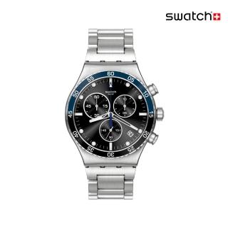 【SWATCH】DARK BLUE IRONY 金屬運動手錶/男錶/女錶/瑞士製造 YVS507G(43mm)