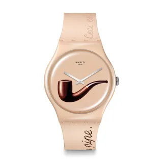 【SWATCH】LA TRAHISON DES IMAGES BY RENE MAGRITTE 經典手錶/男錶/女錶/瑞士製造 SO29Z124(41mm)