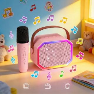 【Quality 聚家】話筒音箱 藍芽音箱 家用音響 無線麥克風 （家用KTV 唱歌 大功率喇叭 炫彩光效 變聲功能）