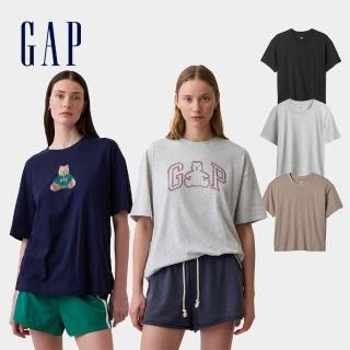 【GAP】女裝 夏季純棉圓領/小熊LOGO 短袖T恤 -多款任選(500100&897607)
