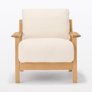 【MUJI 無印良品】木製沙發/水洗棉帆布/聚氨酯獨立筒/1人座(大型傢俱配送)