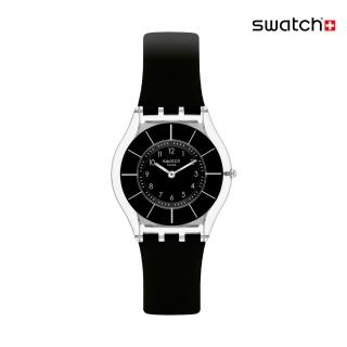 【SWATCH】BLACK CLASSINESS 超薄手錶/男錶/女錶/瑞士製造 SS08K103(34mm)